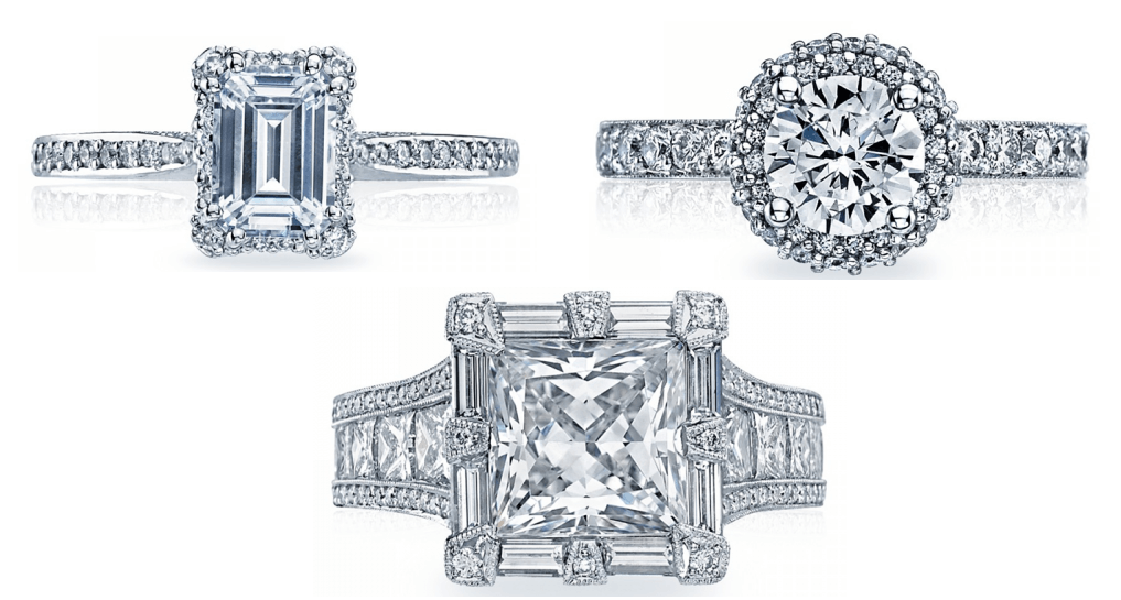 halo engagement rings from Barons Jewelers