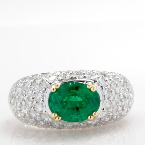 18K Diamond & Emerald Ring, CLOSE00786