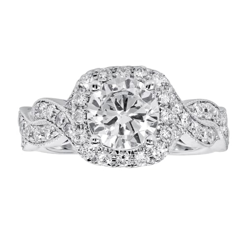 14K Cushion Halo Diamond Infinity Engagement Ring BARON01704