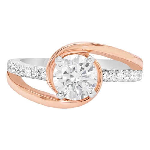 14K Modern Two-Tone Bypass Engagement Ring BARON01713