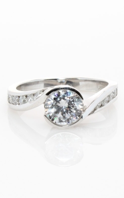 14K White Gold Sidestone Engagement Ring with Bezel Center #CLOSE00505