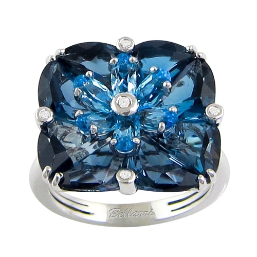 Fresco 14K White Gold Diamond & London Blue Topaz Ring, Style R9416W14LBT