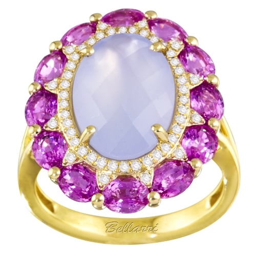 Bellarri Senorita 14K Yellow Gold Diamond, Chalcedony, & Pink Sapphire Ring R9545YG14CHP-7