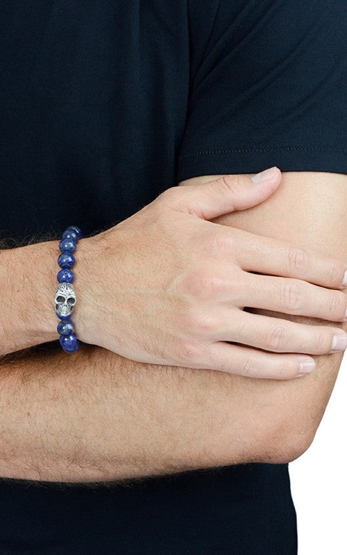 Large Bead Bracelet for Men Blue Lapis by King Baby