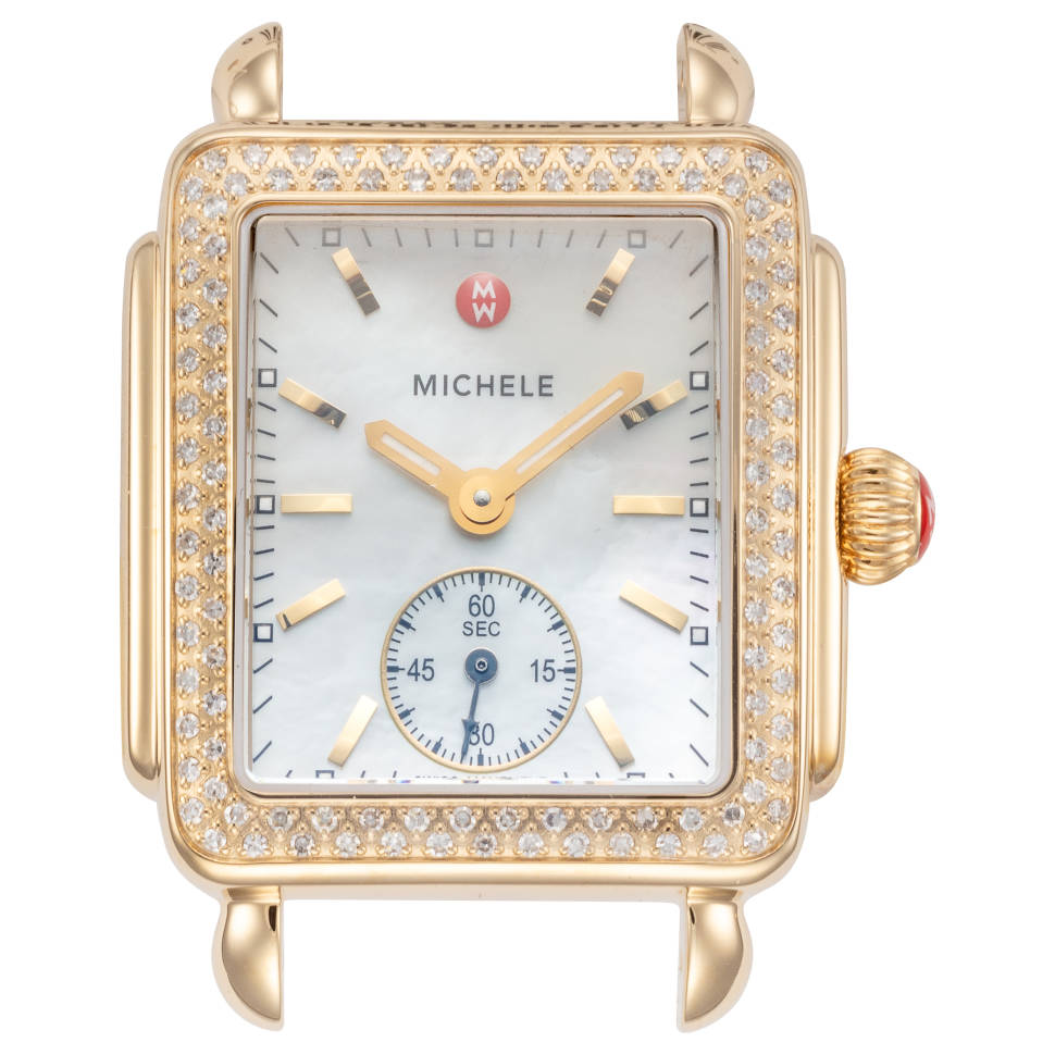 Michele triburner watch square with diamonds