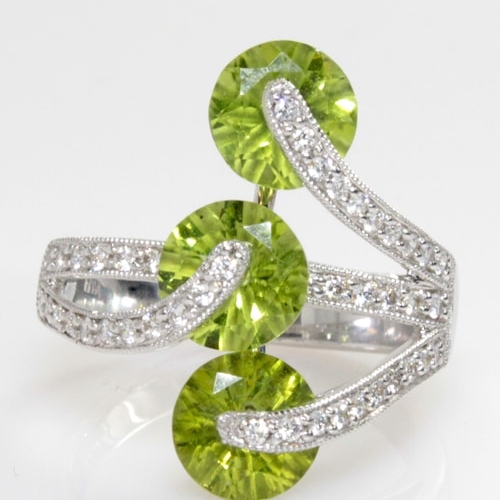 Yael Designs 18K White Gold, Diamond & Peridot Ring, DRSP09573